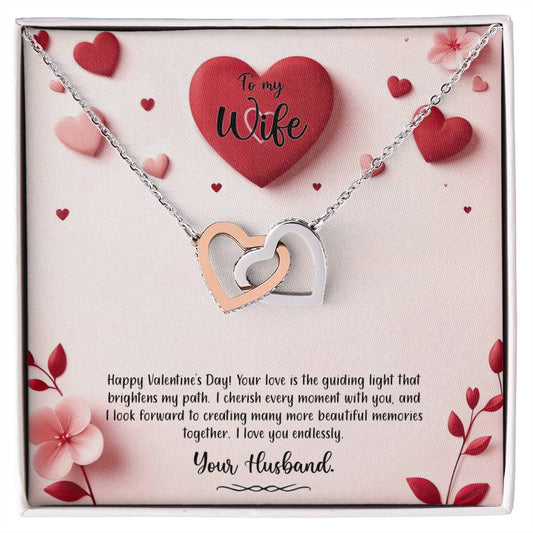 Valentine-st6a Interlocking Hearts Necklace, Gift to my Wife with Beautiful Message Card