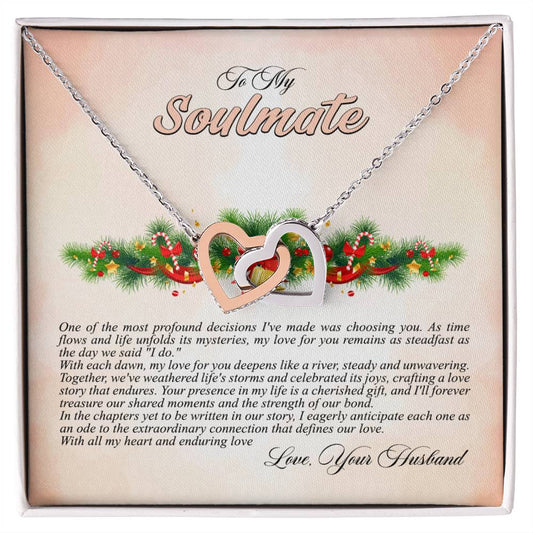 4009c Interlocking Hearts neck, Gift to My Soulmate with Message Card