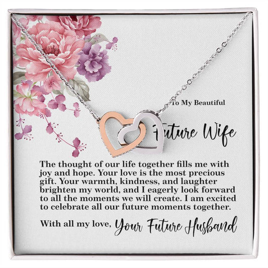 4027 Interlocking Hearts Necklace, Gift to my Future Wife with Beautiful Message Card