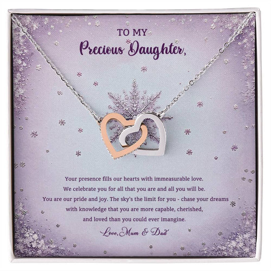 95314-c Interlocking Hearts Necklace, Gift to my Daughter with Beautiful Message Card