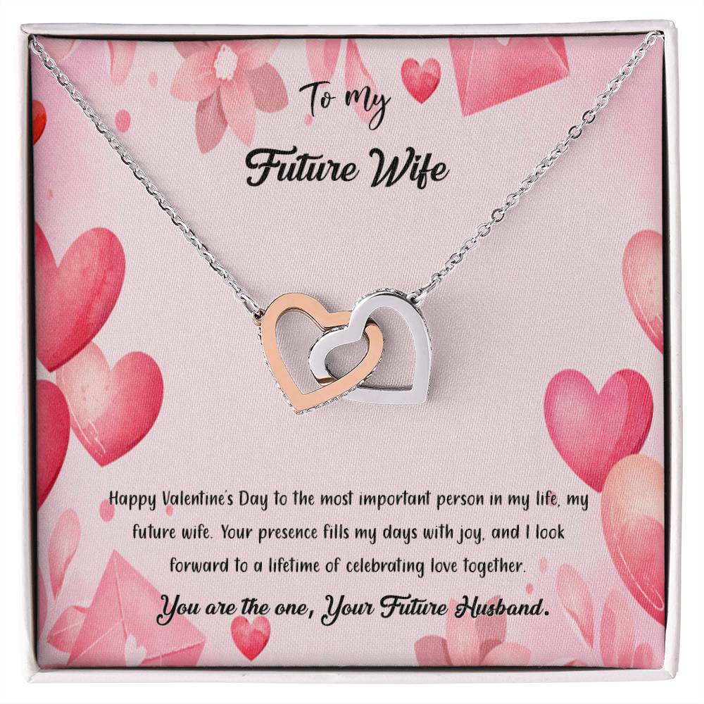 valentine-37d Interlocking Hearts Necklace, Gift to my Future Wife with Beautiful Message Card