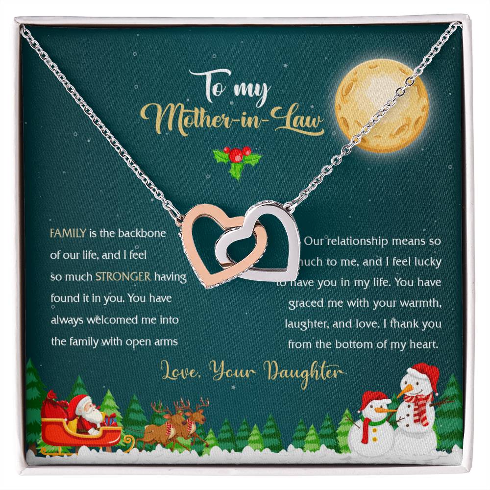 94314c Interlocking Hearts Necklace, Gift to my Stepmom with Beautiful Message Card