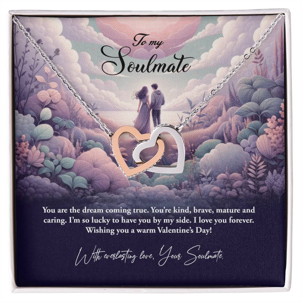 Valentine-st23b Interlocking Hearts neck, Gift to My Soulmate with Message Card