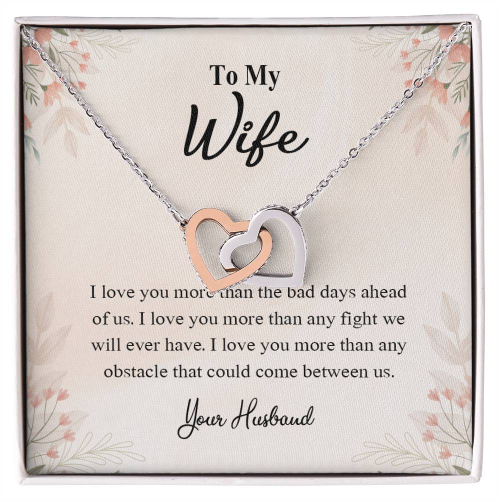 4025a Interlocking Hearts neck, Gift to my Wife with Beautiful Message Card