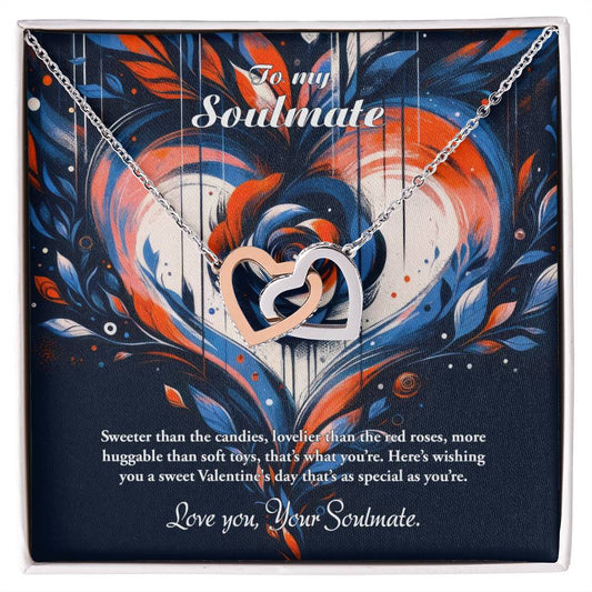 Valentine-st24b Interlocking Hearts neck, Gift to My Soulmate with Message Card