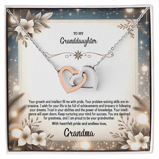 4055(a) Interlocking Hearts Necklace, Gift to My Granddaughter , with beautiful message card