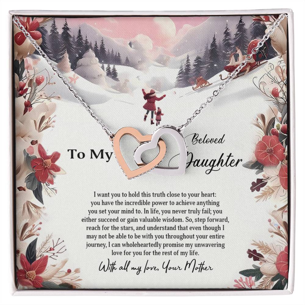 4023c Interlocking Hearts Necklace, Gift to my Daughter with Beautiful Message Card