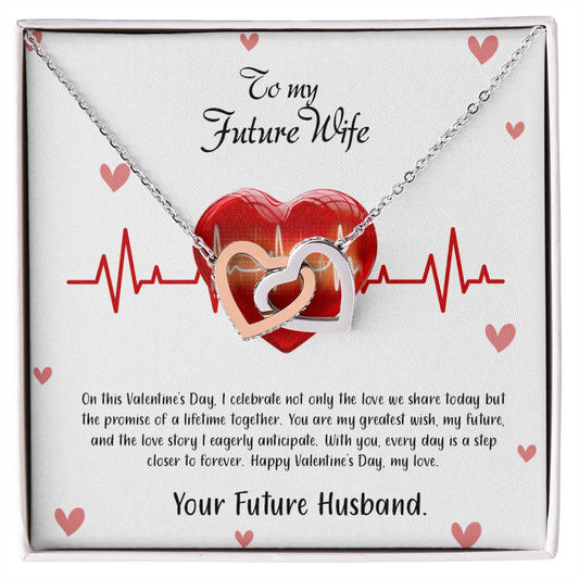 valentine-33d Interlocking Hearts Necklace, Gift to my Future Wife with Beautiful Message Card