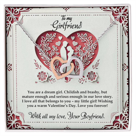 Valentine-st16c Interlocking Hearts Necklace, Gift to my Girlfriend with Beautiful Message Card