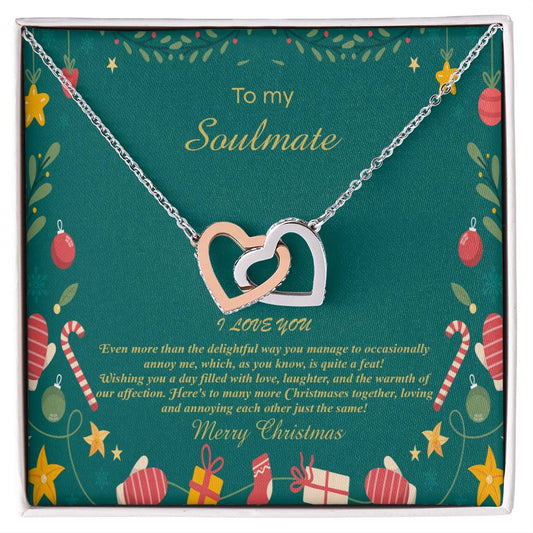 94098b Interlocking Hearts neck, Gift to My Soulmate with Message Card