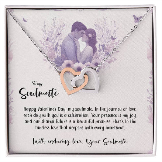 Valentine-st14b Interlocking Hearts neck, Gift to My Soulmate with Message Card