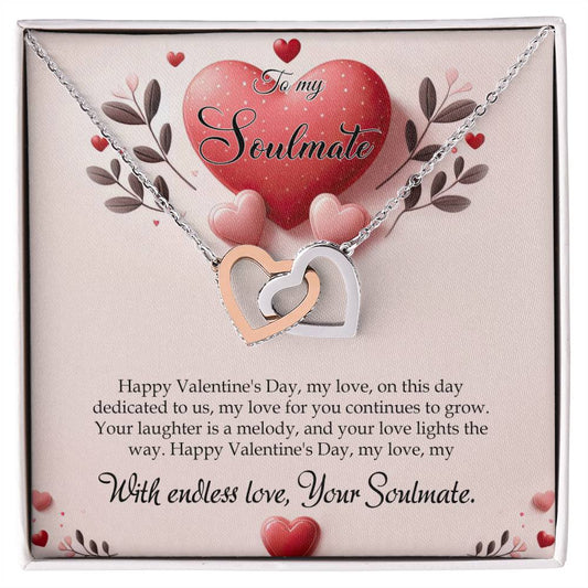 Valentine-st13b Interlocking Hearts neck, Gift to My Soulmate with Message Card