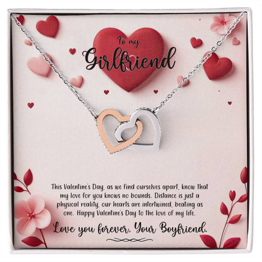 Valentine-st6c Interlocking Hearts Necklace, Gift to my Girlfriend with Beautiful Message Card