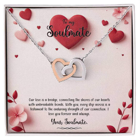Valentine-st6b Interlocking Hearts neck, Gift to My Soulmate with Message Card