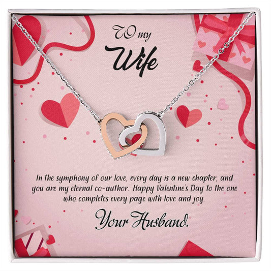 valentine-15a Interlocking Hearts Necklace, Gift to my Wife with Beautiful Message Card