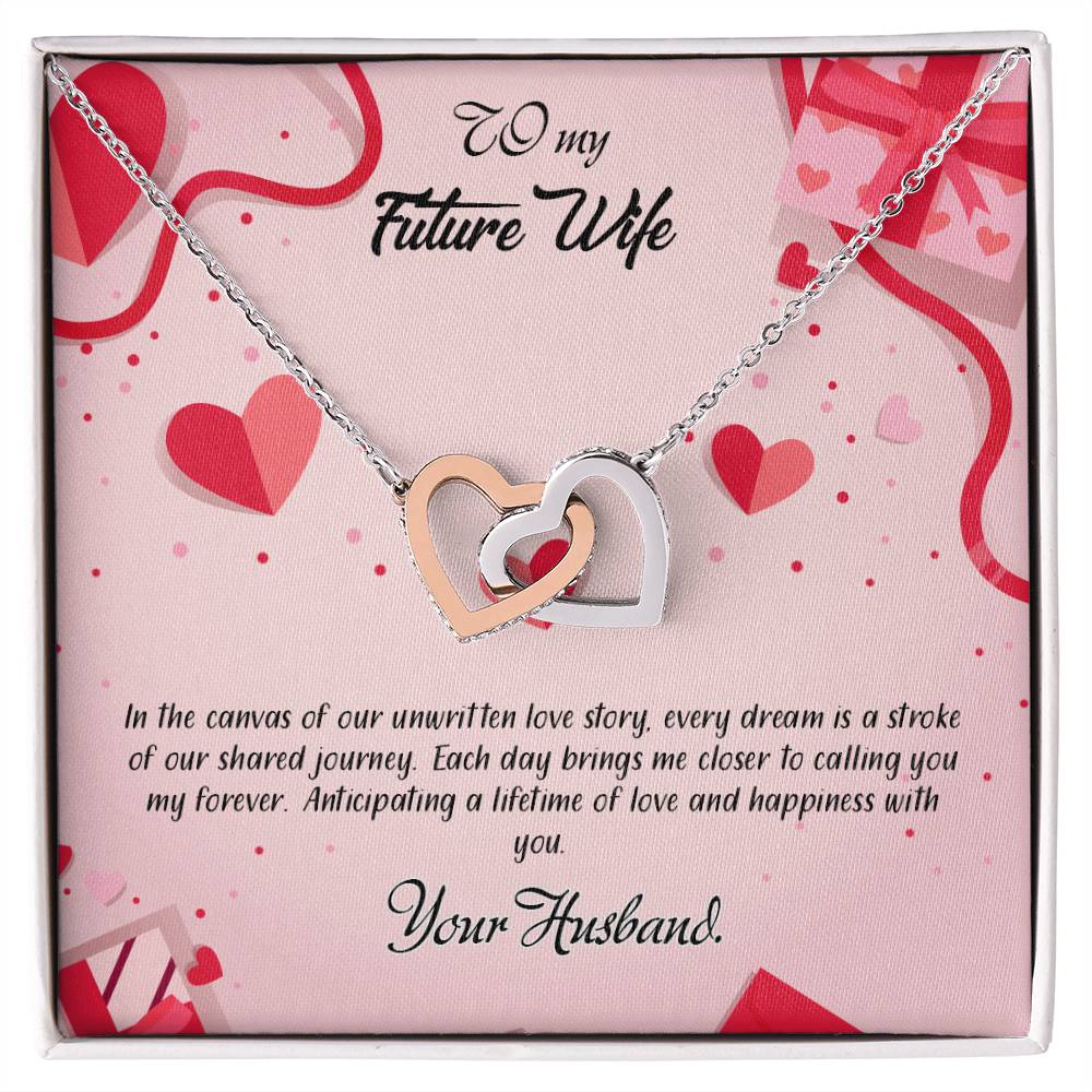 valentine-15d Interlocking Hearts Necklace, Gift to my Future Wife with Beautiful Message Card