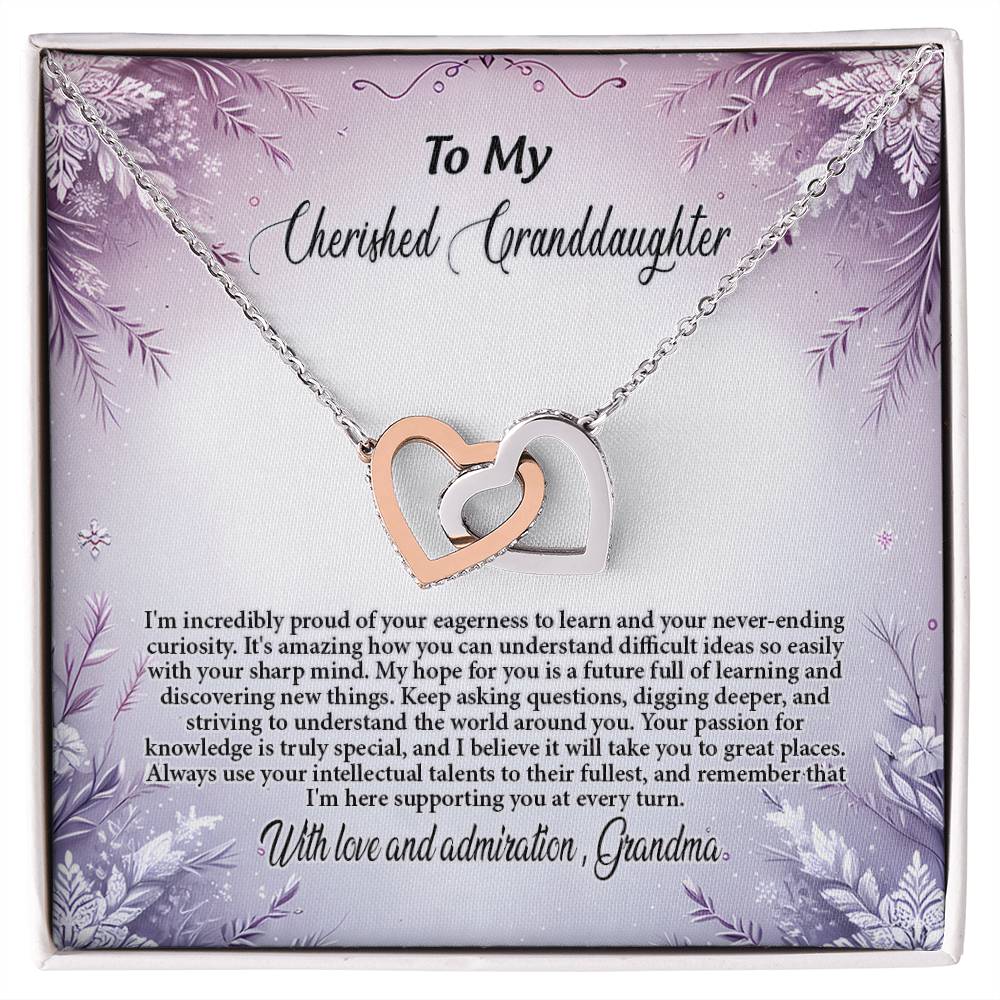 4054c Interlocking Hearts Necklace, Gift to My Granddaughter , with beautiful message card