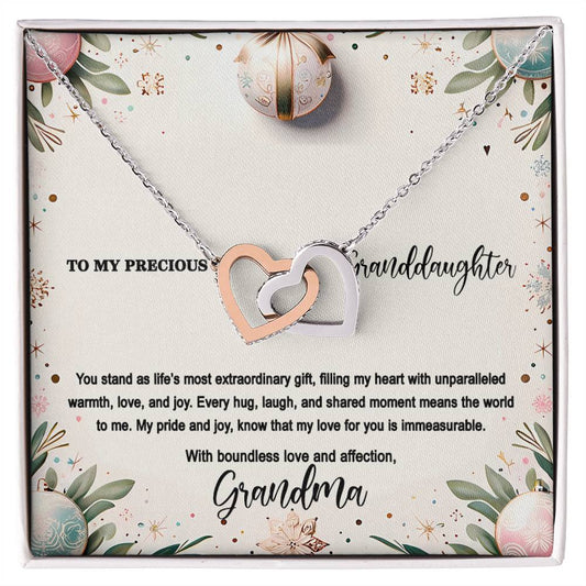 4048(b) Interlocking Hearts Necklace, Gift to My Granddaughter , with beautiful message card