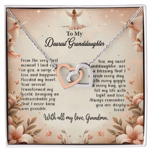 4052a Interlocking Hearts Necklace, Gift to My Granddaughter , with beautiful message card