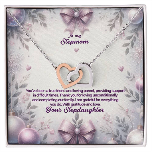 4053b Interlocking Hearts Necklace, Gift to my Stepmom with Beautiful Message Card