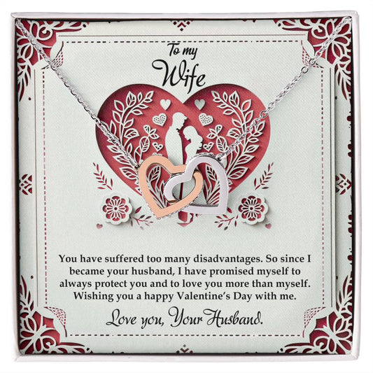Valentine-st16a Interlocking Hearts Necklace, Gift to my Wife with Beautiful Message Card