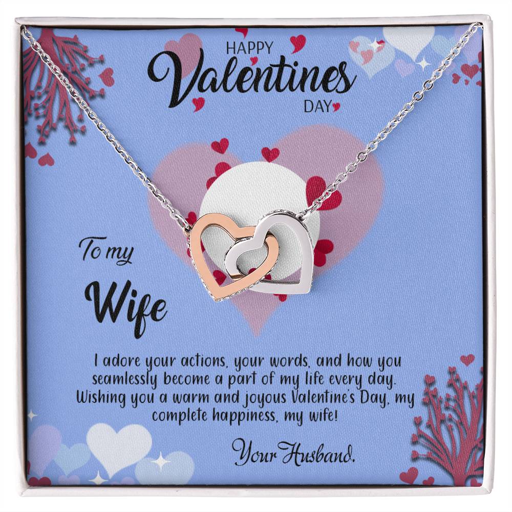 valentine-30a Interlocking Hearts Necklace, Gift to my Wife with Beautiful Message Card