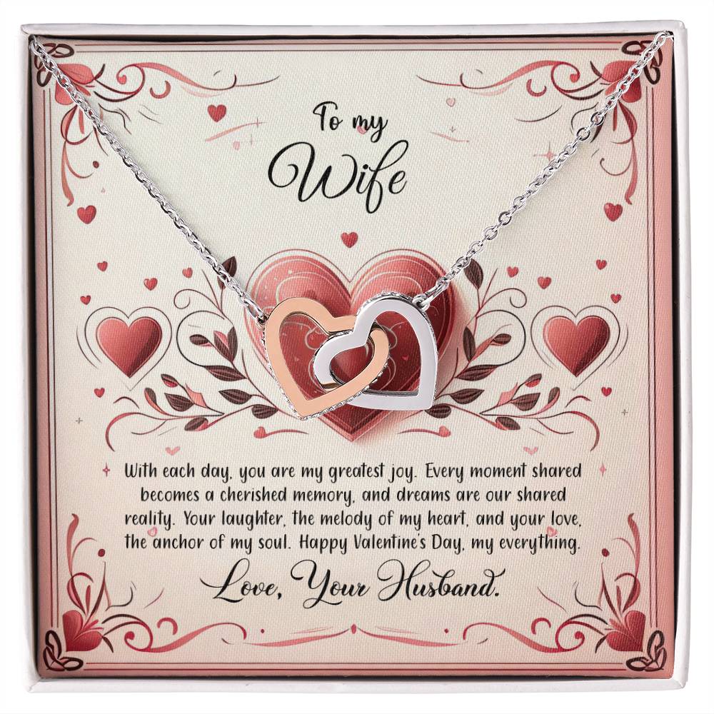 Valentine-st12a Interlocking Hearts Necklace, Gift to my Wife with Beautiful Message Card