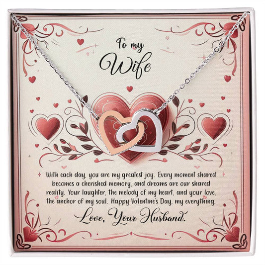 Valentine-st12a Interlocking Hearts Necklace, Gift to my Wife with Beautiful Message Card