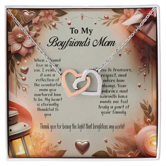 4044a Interlocking Hearts Necklace, Gift to my Boyfriend's Mom with Beautiful Message Card