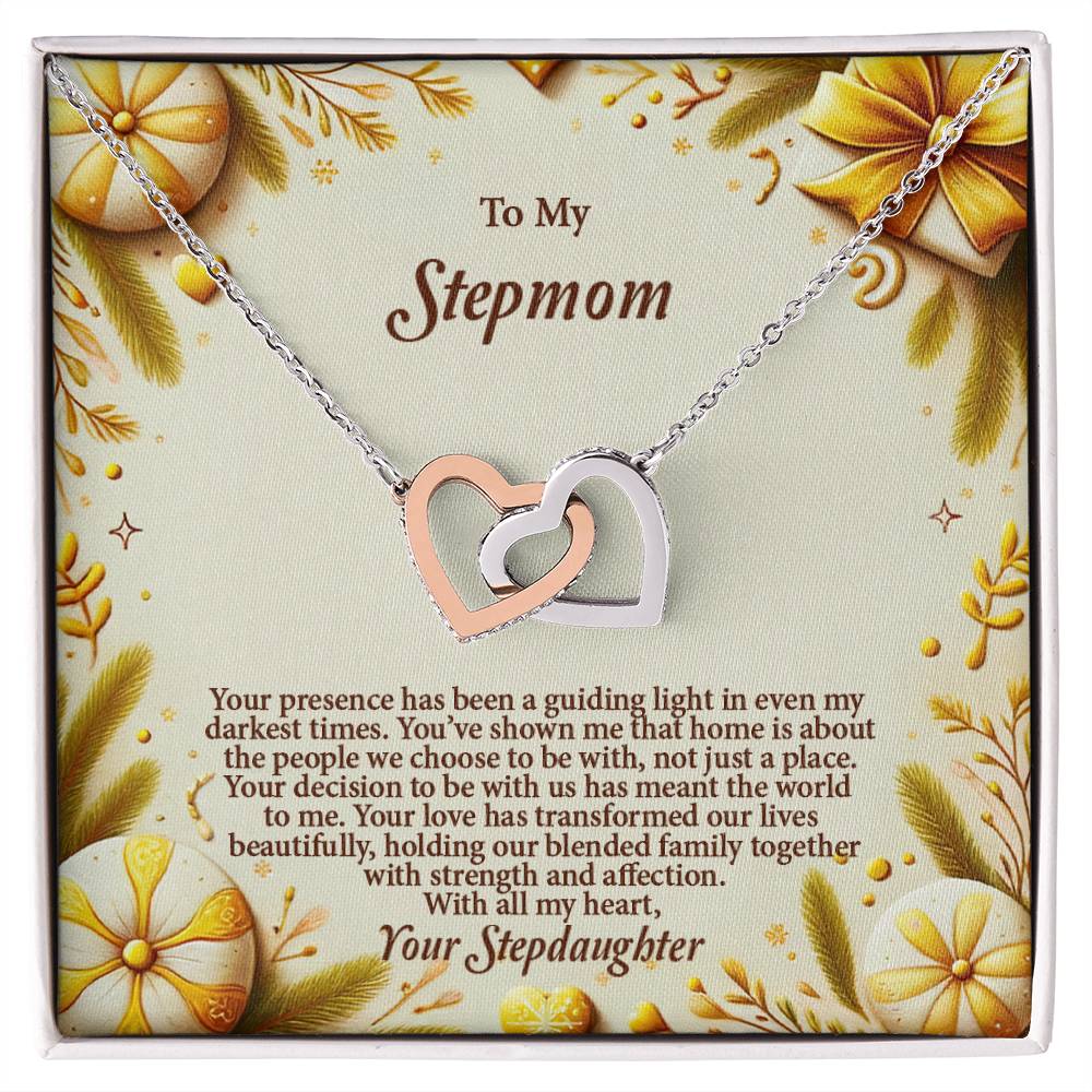 4056c Interlocking Hearts Necklace, Gift to my Stepmom with Beautiful Message Card