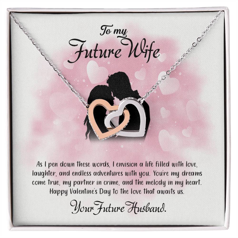 valentine-5d Interlocking Hearts Necklace, Gift to my Future Wife with Beautiful Message Card