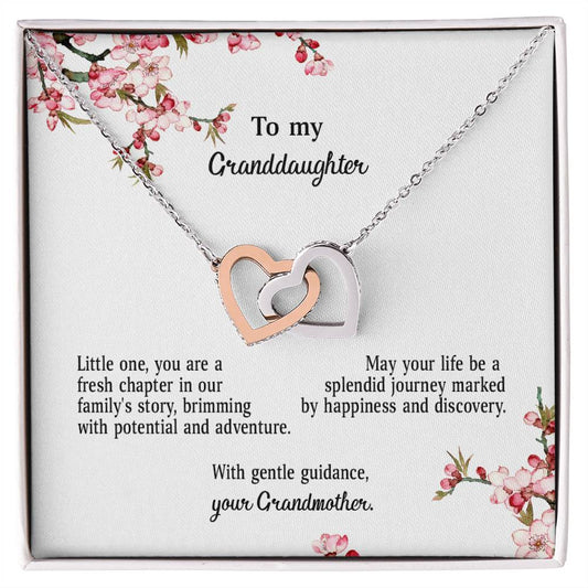 4039d Interlocking Hearts Necklace, Gift to My Granddaughter , with beautiful message card