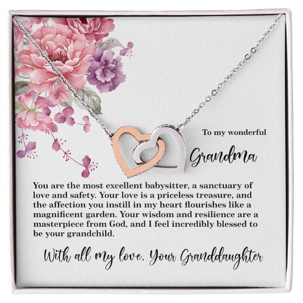 4027d Interlocking Hearts Necklace, Gift to my Grandma with Beautiful Message Card