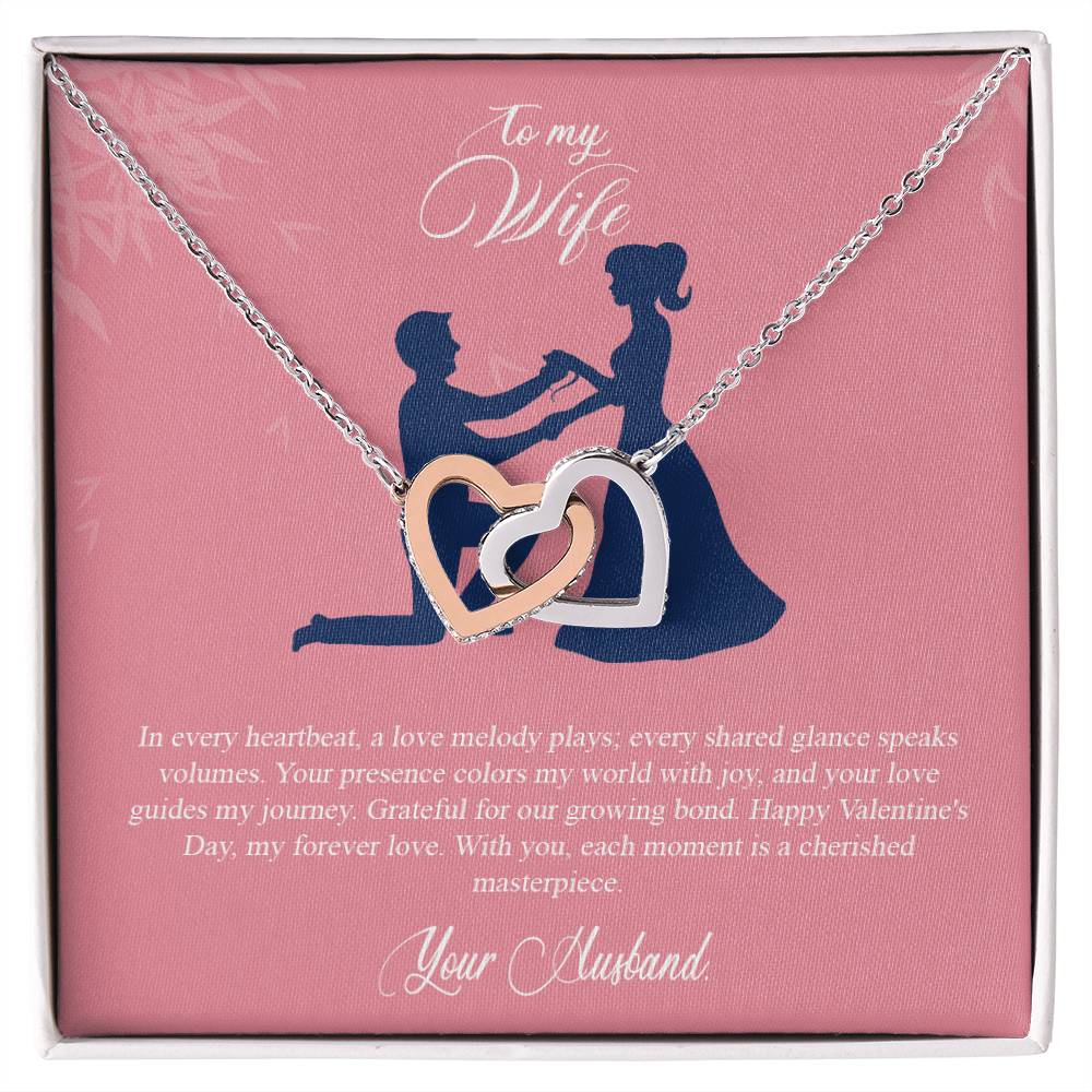 valentine-2a Interlocking Hearts Necklace, Gift to my Wife with Beautiful Message Card