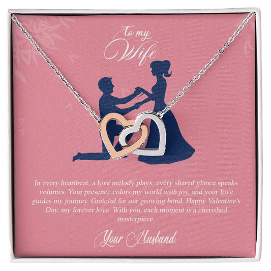 valentine-2a Interlocking Hearts Necklace, Gift to my Wife with Beautiful Message Card