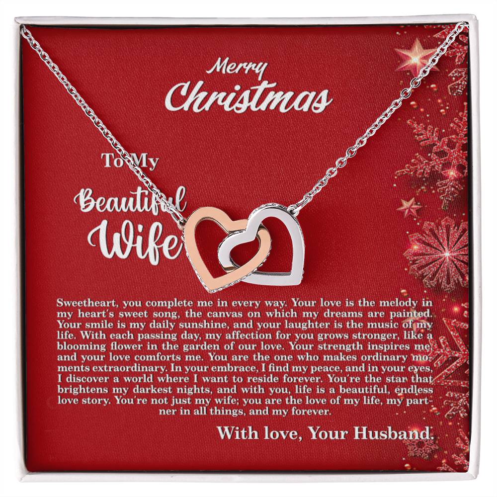 4013c Interlocking Hearts neck, Gift to my Wife with Beautiful Message Card