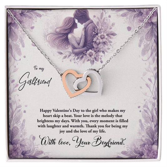 Valentine-st10c Interlocking Hearts Necklace, Gift to my Girlfriend with Beautiful Message Card
