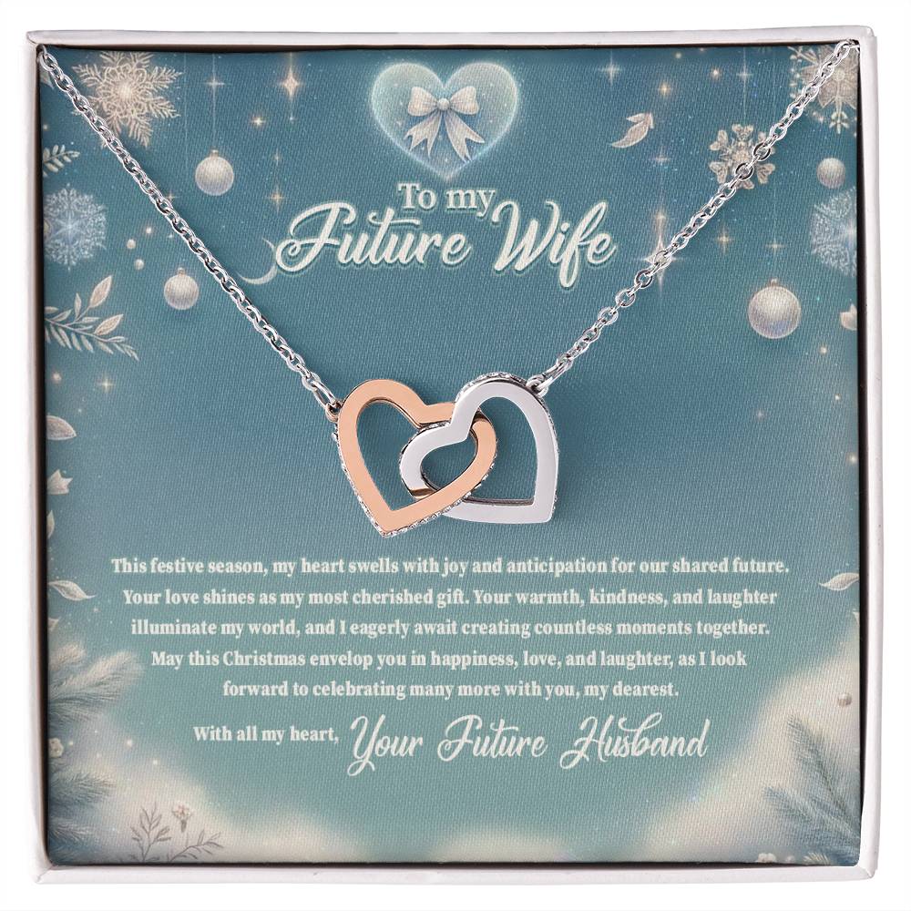 4045 (3) Interlocking Hearts Necklace, Gift to my Future Wife with Beautiful Message Card