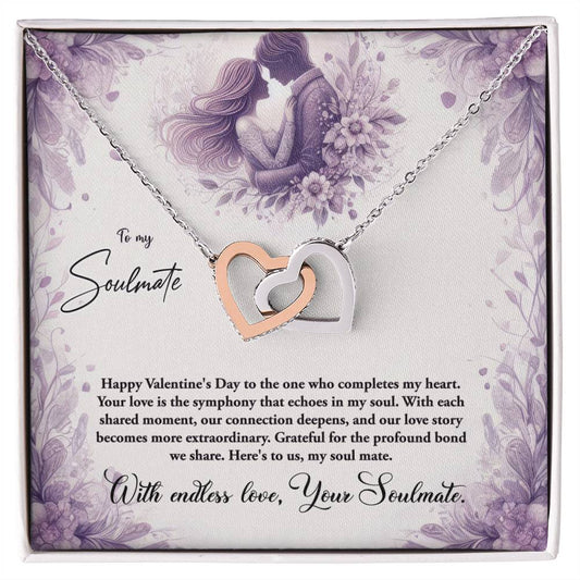 Valentine-st10b Interlocking Hearts neck, Gift to My Soulmate with Message Card
