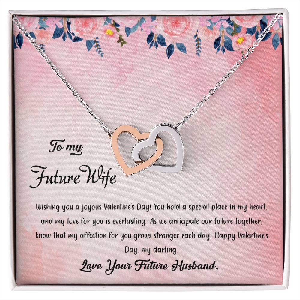 valentine-38d Interlocking Hearts Necklace, Gift to my Future Wife with Beautiful Message Card