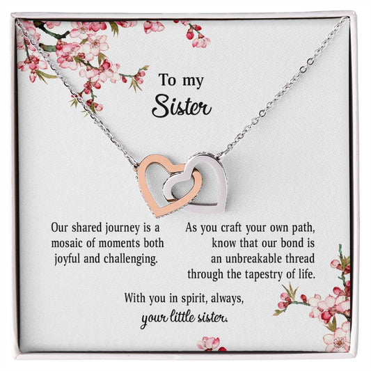 4039b Interlocking Hearts Necklace, Gift to my Sister with Beautiful Message Card