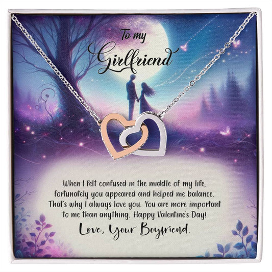 Valentine-st19c Interlocking Hearts Necklace, Gift to my Girlfriend with Beautiful Message Card