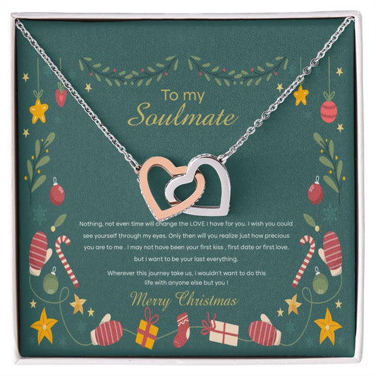 94098 Interlocking Hearts neck, Gift to My Soulmate with Message Card