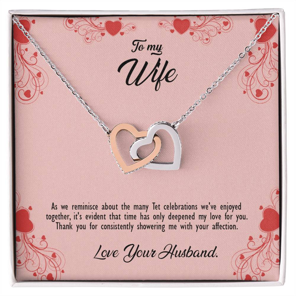 valentine-29a Interlocking Hearts Necklace, Gift to my Wife with Beautiful Message Card