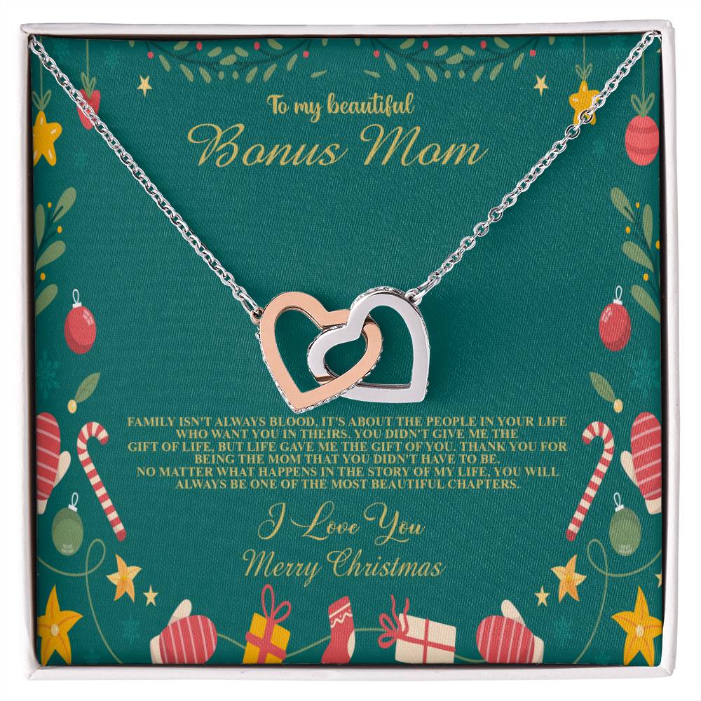 94098c Interlocking Hearts Necklace, Gift to my Stepmom with Beautiful Message Card