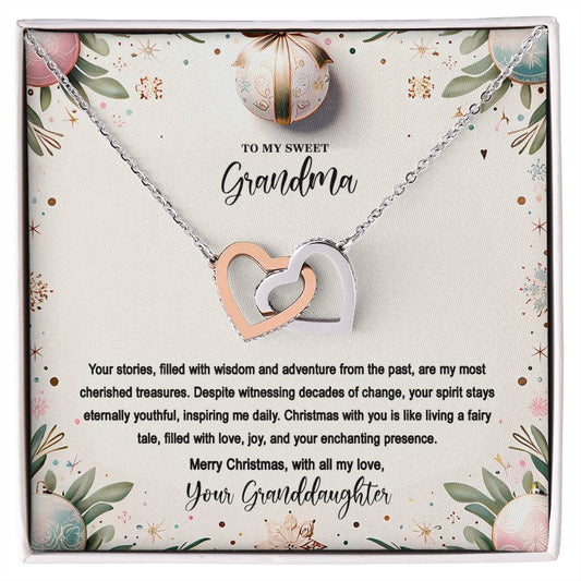 4048(c) Interlocking Hearts Necklace, Gift to my Grandma with Beautiful Message Card