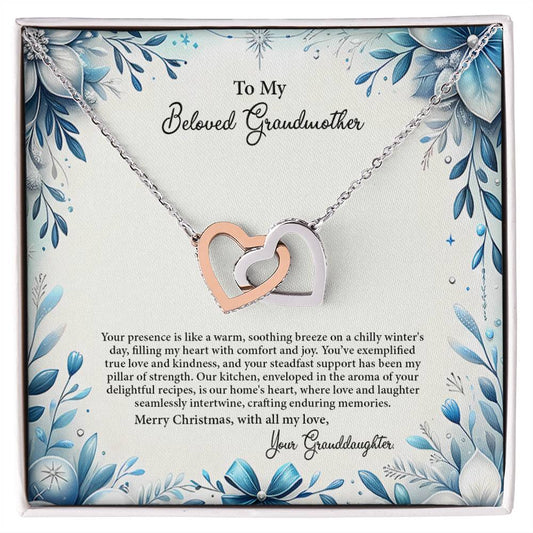 4050c Interlocking Hearts Necklace, Gift to my Grandma with Beautiful Message Card