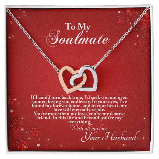4005a Interlocking Hearts neck, Gift to My Soulmate with Message Card