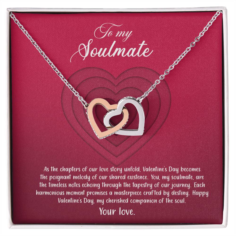 valentine-9b Interlocking Hearts neck, Gift to My Soulmate with Message Card