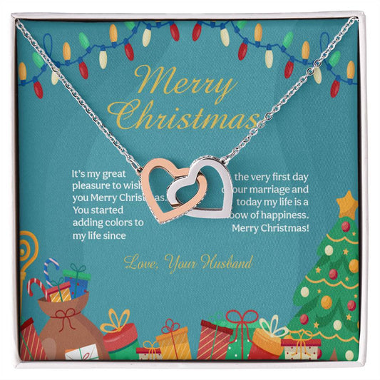 94097 Interlocking Hearts neck, Gift to my Wife with Beautiful Message Card